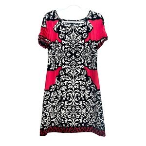 INC International Concepts Filigree Pattern Ruched Short Sleeve Shift Dress XL